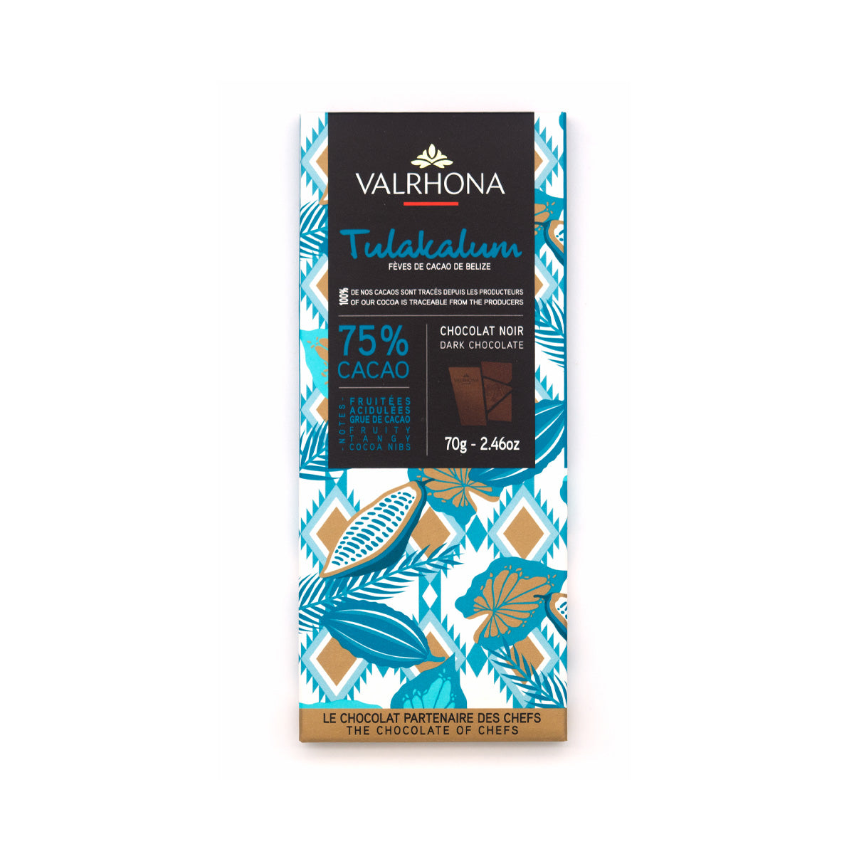 Valrhona Tulakalum 75% Single Origin Dark Chocolate Bar - 70g