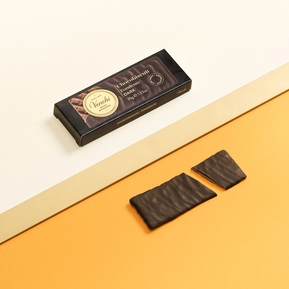 Venchi Chocobiscuit Fondente 56% Dark Chocolate & Biscuit Mini-Bar - 35g