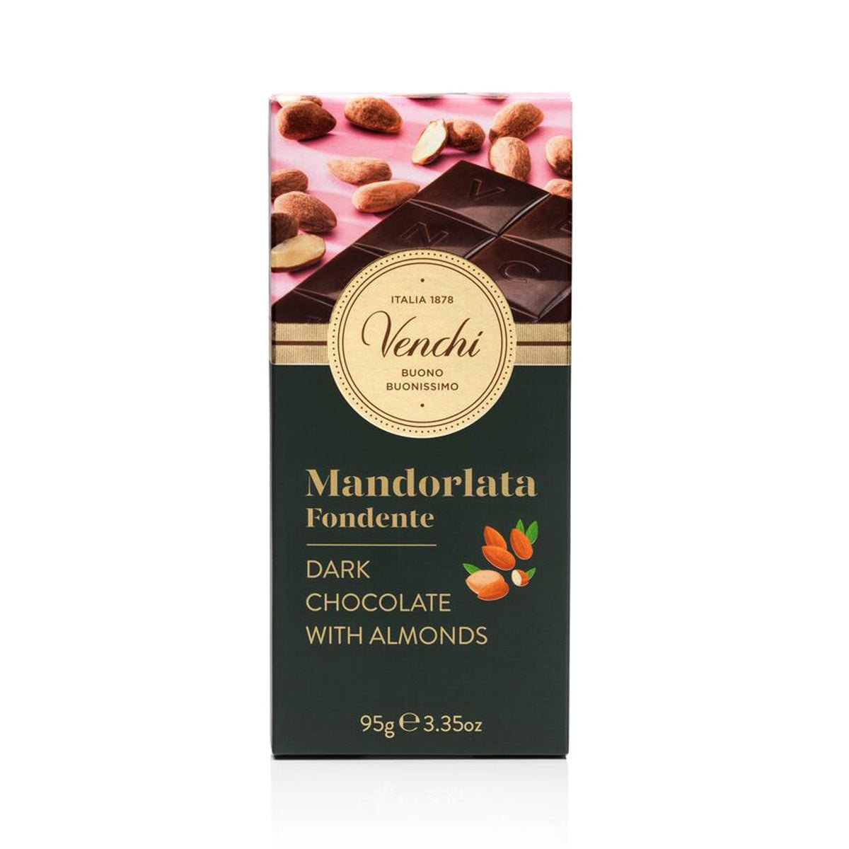 Venchi Mandorlata Fondente 60% Dark Chocolate & Whole Almonds Bar - 95g