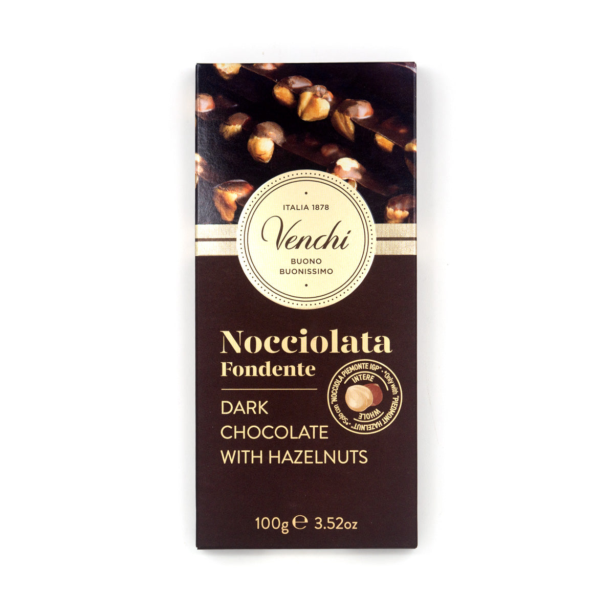 Venchi Nocciolata Fondente 60% Dark Chocolate & Hazelnuts Bar - 100g