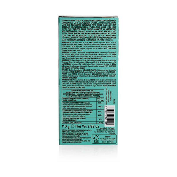 Venchi Tiramisu 47% Milk Chocolate with Mascarpone & Coffee Bar - 110g