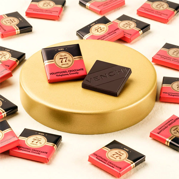 Venchi Voluttoso Croccante 77% Dark Chocolate with Nibs Napolitains