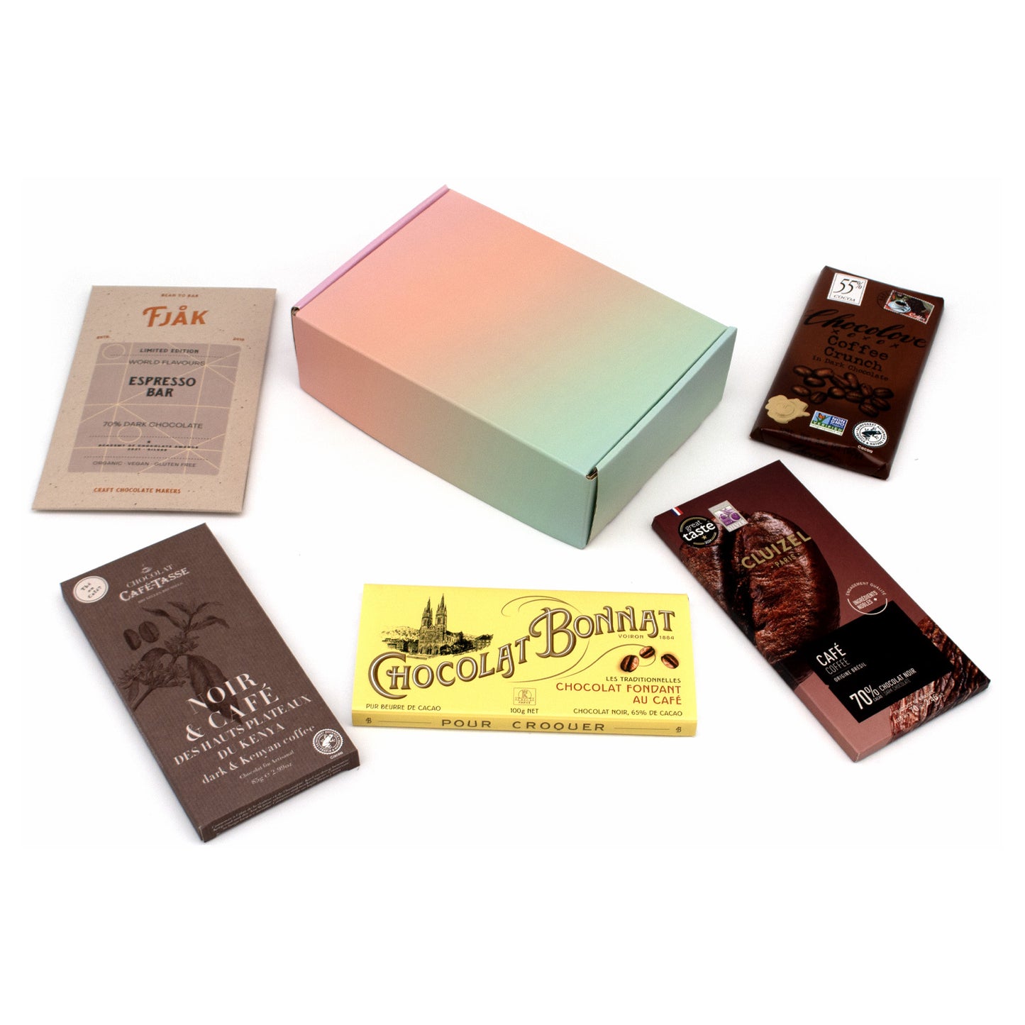 5 Piece Assortment of Coffee Infused Dark Chocolate Bars - 405g