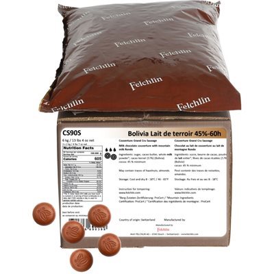 Felchlin Bolivia Single Origin 45% Milk Chocolate Couverture Discs