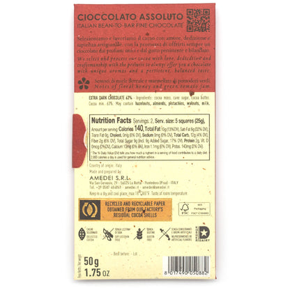 Amedei Toscano Black 63% Dark Chocolate Bar - 50g (Past Date)