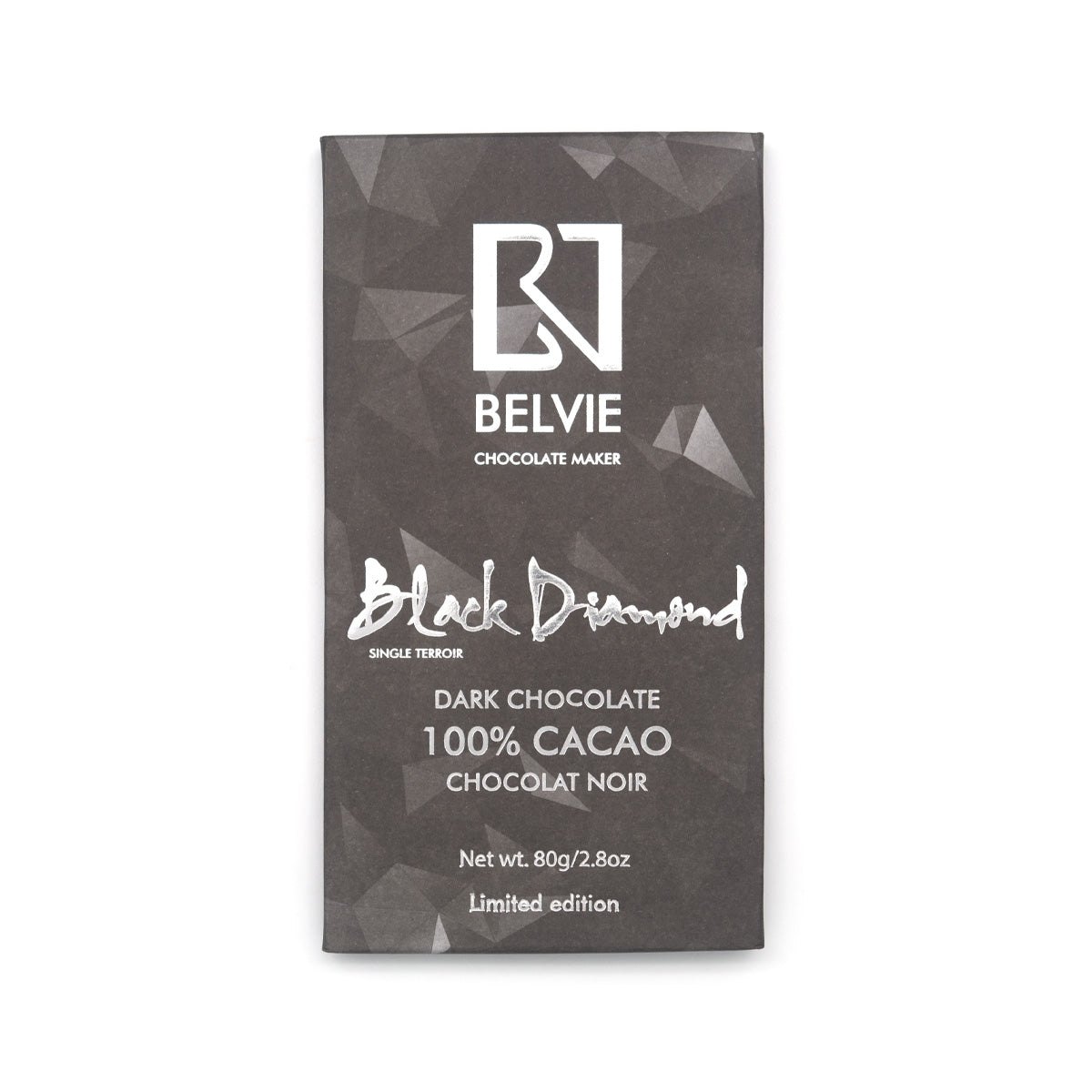 Belvie Black Diamond 100% Single Origin Dark Chocolate Bar - 80g