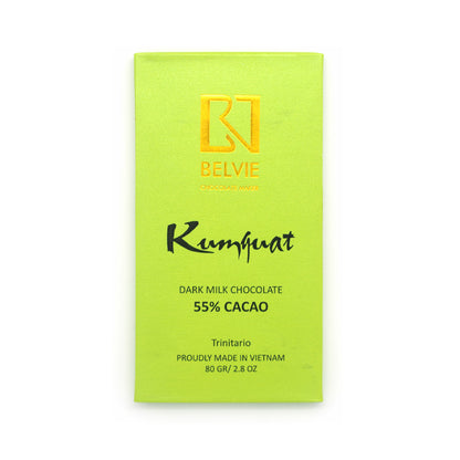 Belvie Dark Milk 55% Single Origin Milk Chocolate with Kumquat Bar - 80g