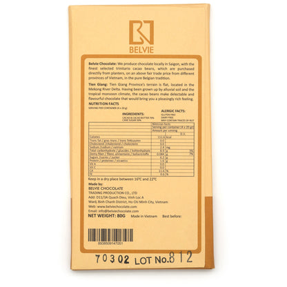 Belvie Tien Giang 70% Single Origin Dark Chocolate Bar - 80g