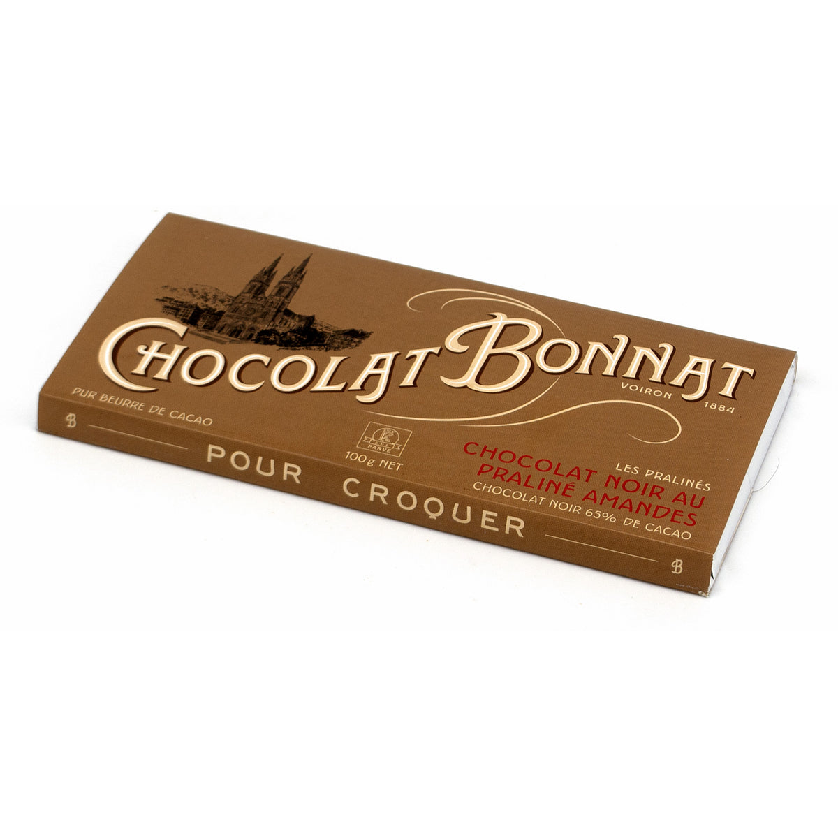 Bonnat 65% Dark Chocolate Almond Praline Bar - 100g