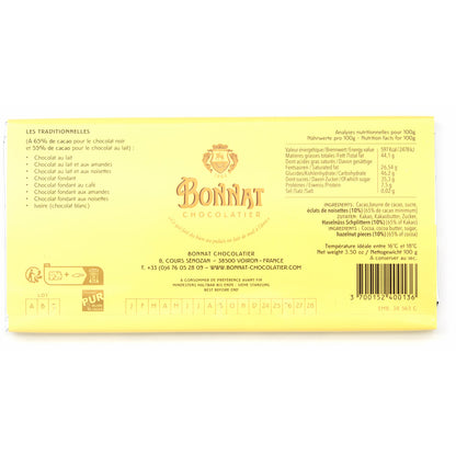 Bonnat 65% Dark Chocolate & Hazelnut Bar - 100g