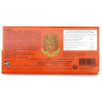 Bonnat Maragnan 75% Single Origin Dark Chocolate Bar - 100g
