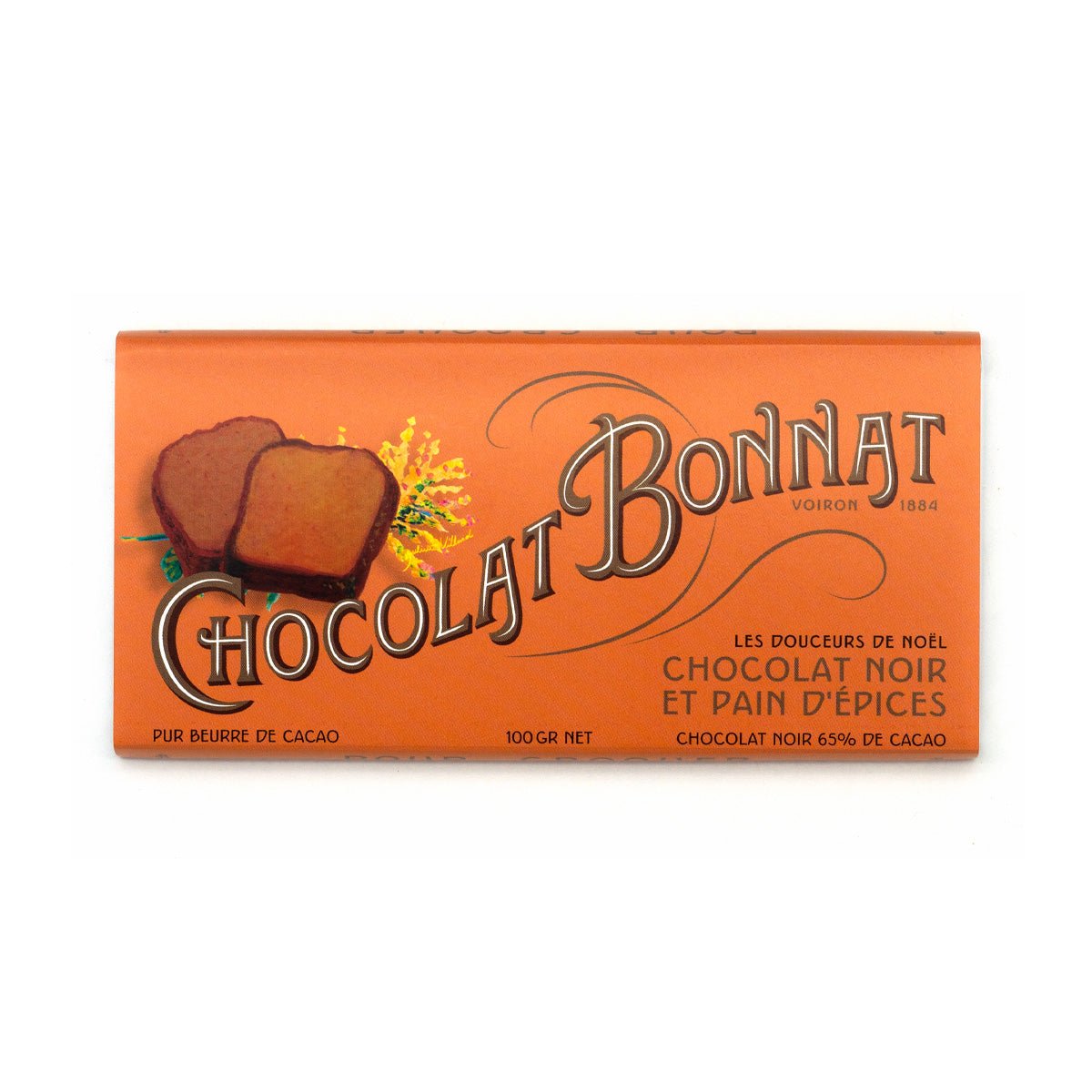 Bonnat Noir et Pain d'épices 65% Dark Chocolate & Gingerbread Bar - 100g