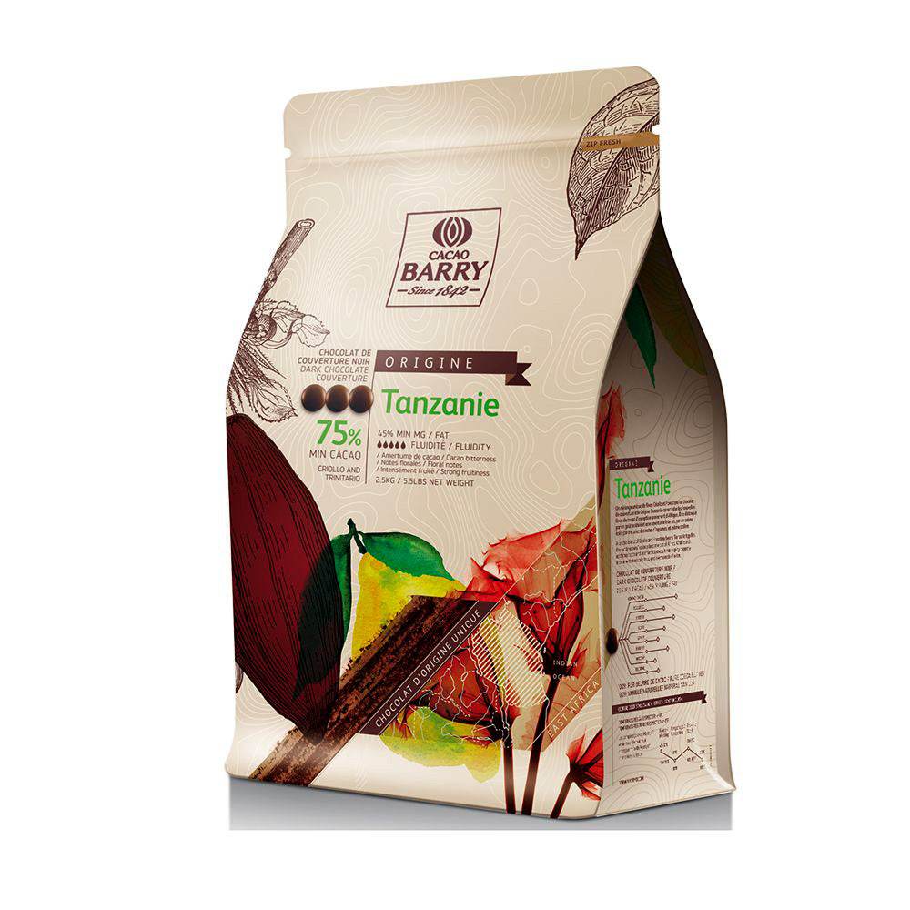 Cacao Barry Tanzanie Pistoles 75% Single Origin Dark Chocolate Couverture Discs
