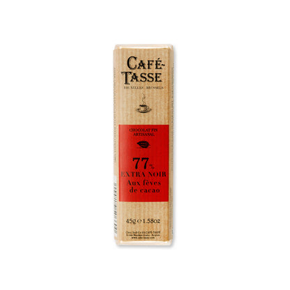Cafe-Tasse Extra Noir aux Féves 77% Dark Chocolate & Nibs Bar - 45g