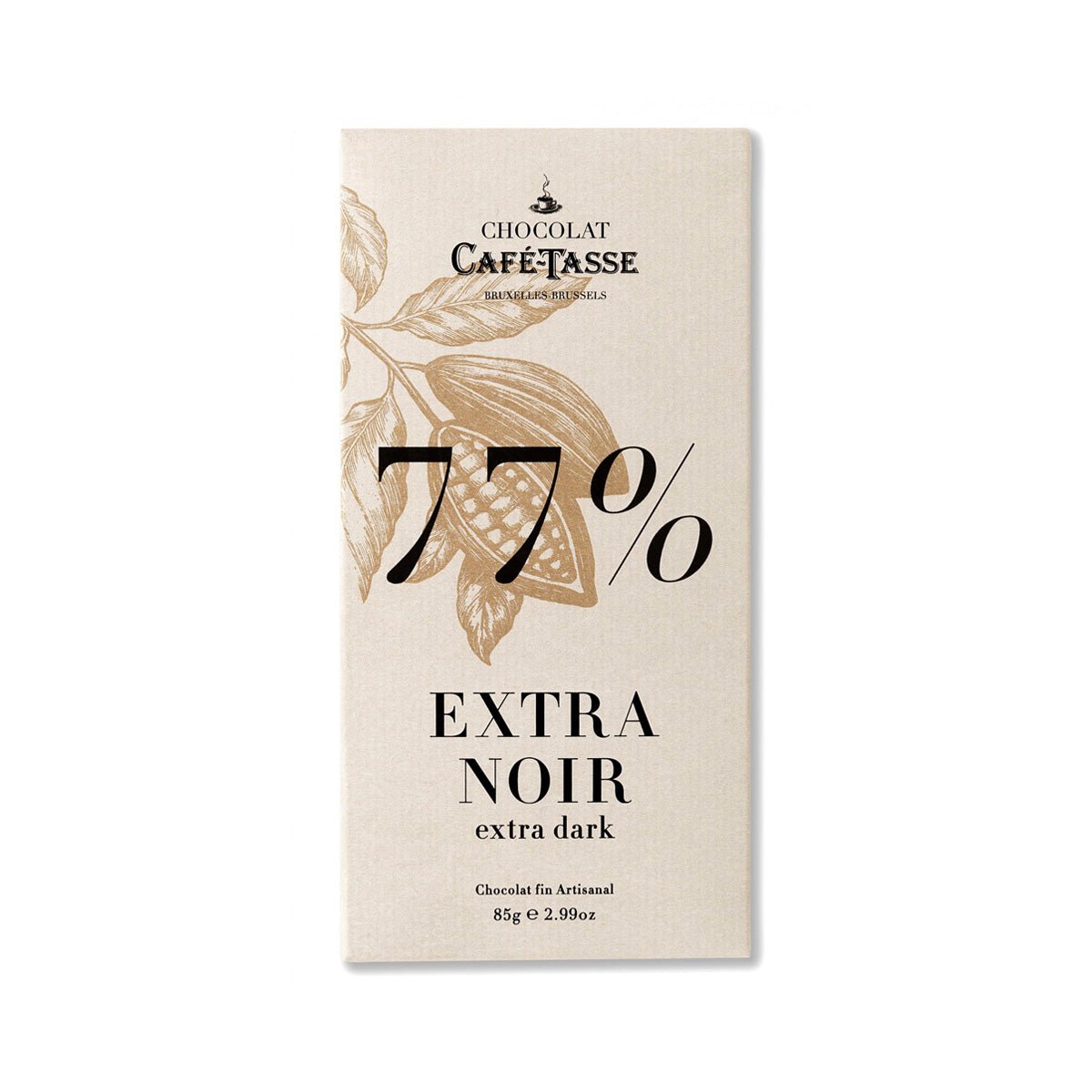 Cafe-Tasse Extra Noir 77% Extra Dark Chocolate Bar - 85g