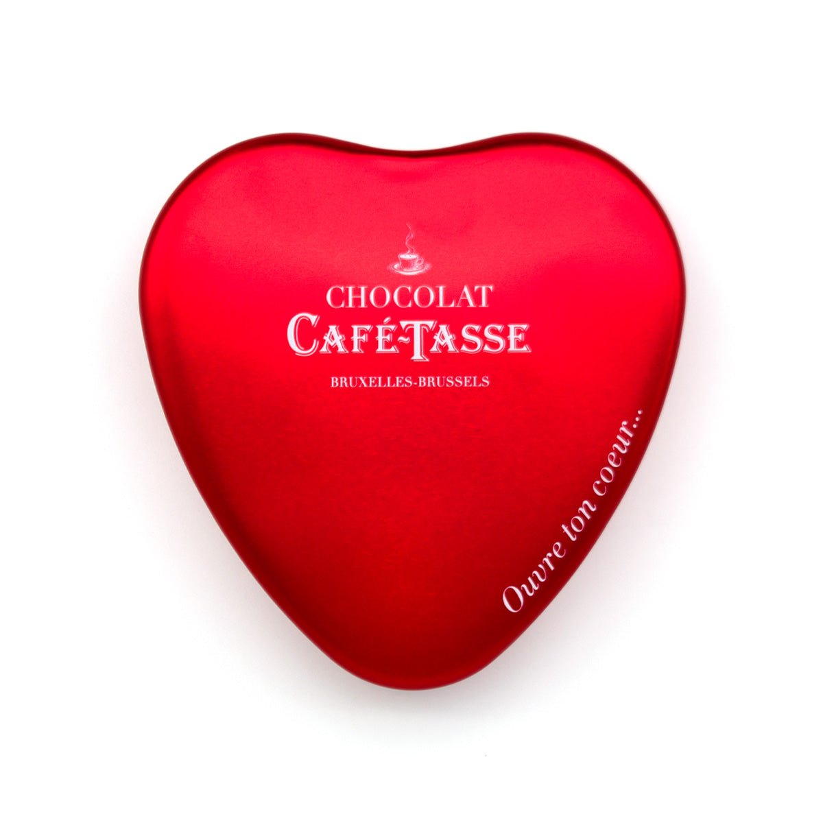 Café-Tasse Heart Shaped Hazelnut Praliné Milk Chocolates in Heart Tin - 9 pc - 115g