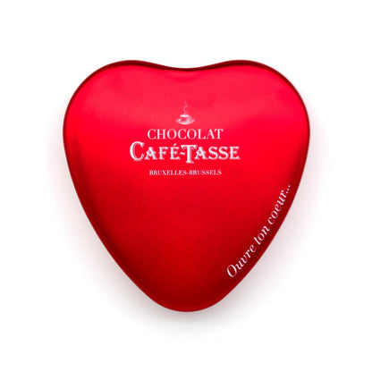 Café-Tasse Heart Shaped Hazelnut Praliné Milk Chocolates in Heart Tin - 9 pc - 115g