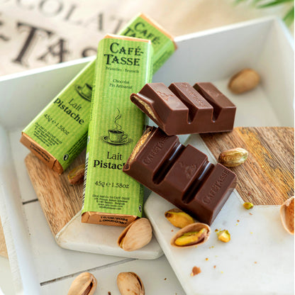 Cafe-Tasse Lait Pistache 38% Milk Chocolate & Pistachio Almond Bar - 45g
