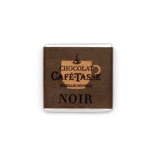 Chocolate bar packaging with 'Chocolat Cafe Tasse' branding on a white background
