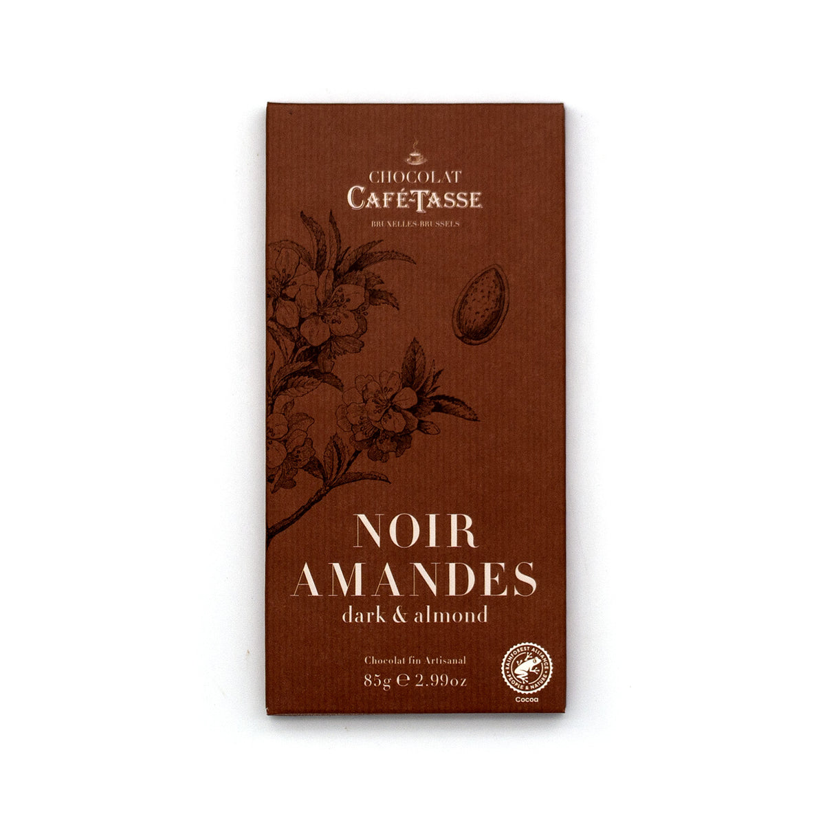 Cafe-Tasse Noir Amandes 60% Dark Chocolate & Almonds Bar - 85g