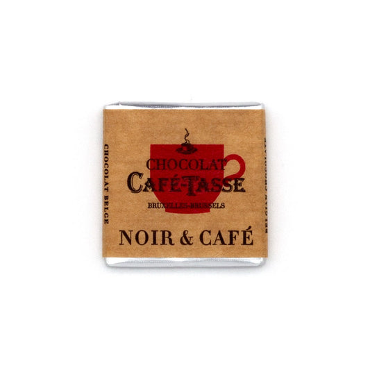 Café Tasse chocolate bar packaging with a red mug design on a white background