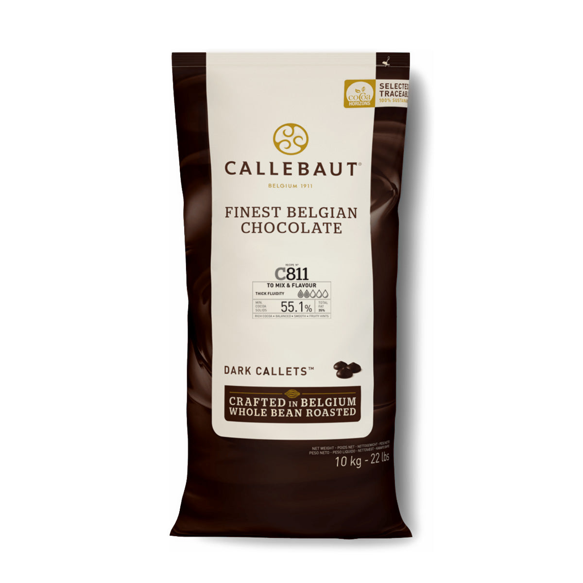 Callebaut C811NV Natural Vanilla 52% Semi-Sweet Dark Chocolate Callets
