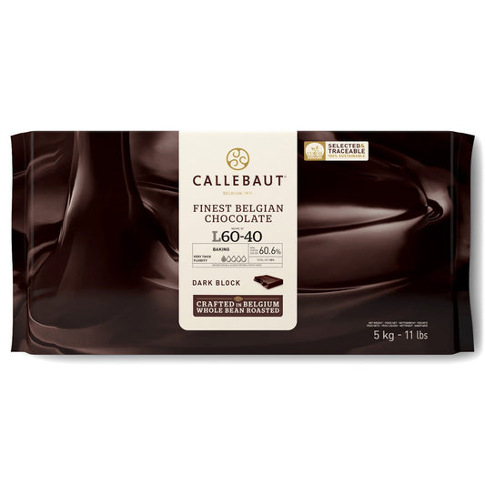 Callebaut L-60-40NV Natural Vanilla 60% Dark Chocolate Bloc - 5 kg