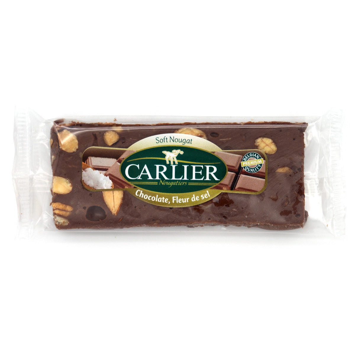 Carlier Almond & Fleur De Sel Chocolate Nougat Bar - 50g