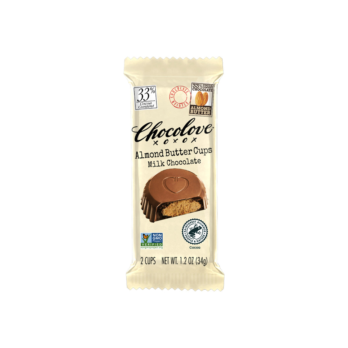 Chocolove Almond Butter in 33% Milk Chocolate Cups - 34g