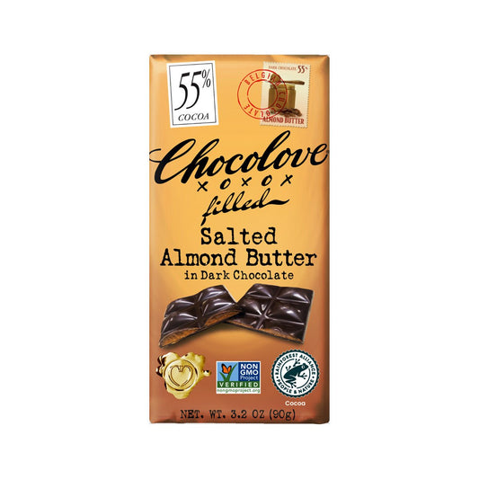 Chocolove Salted Almond Butter 55% Dark Chocolate Bar - 90g