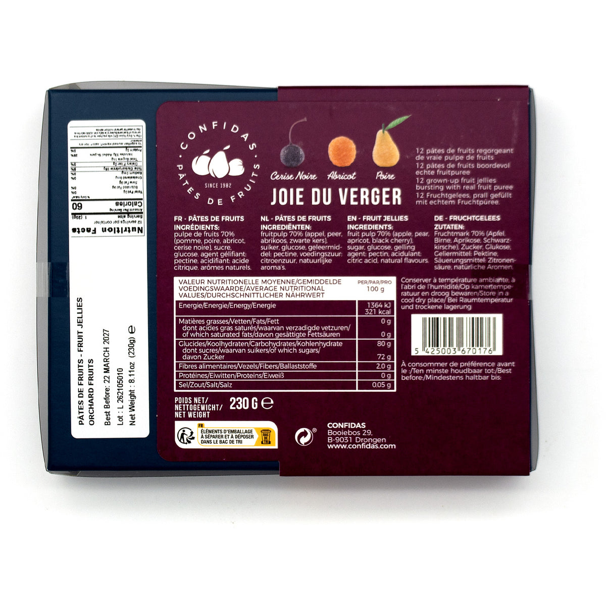 Confidas Pâtes de Fruits Joie Du Verger Orchard Fruit Jellies Gift Box - 230g