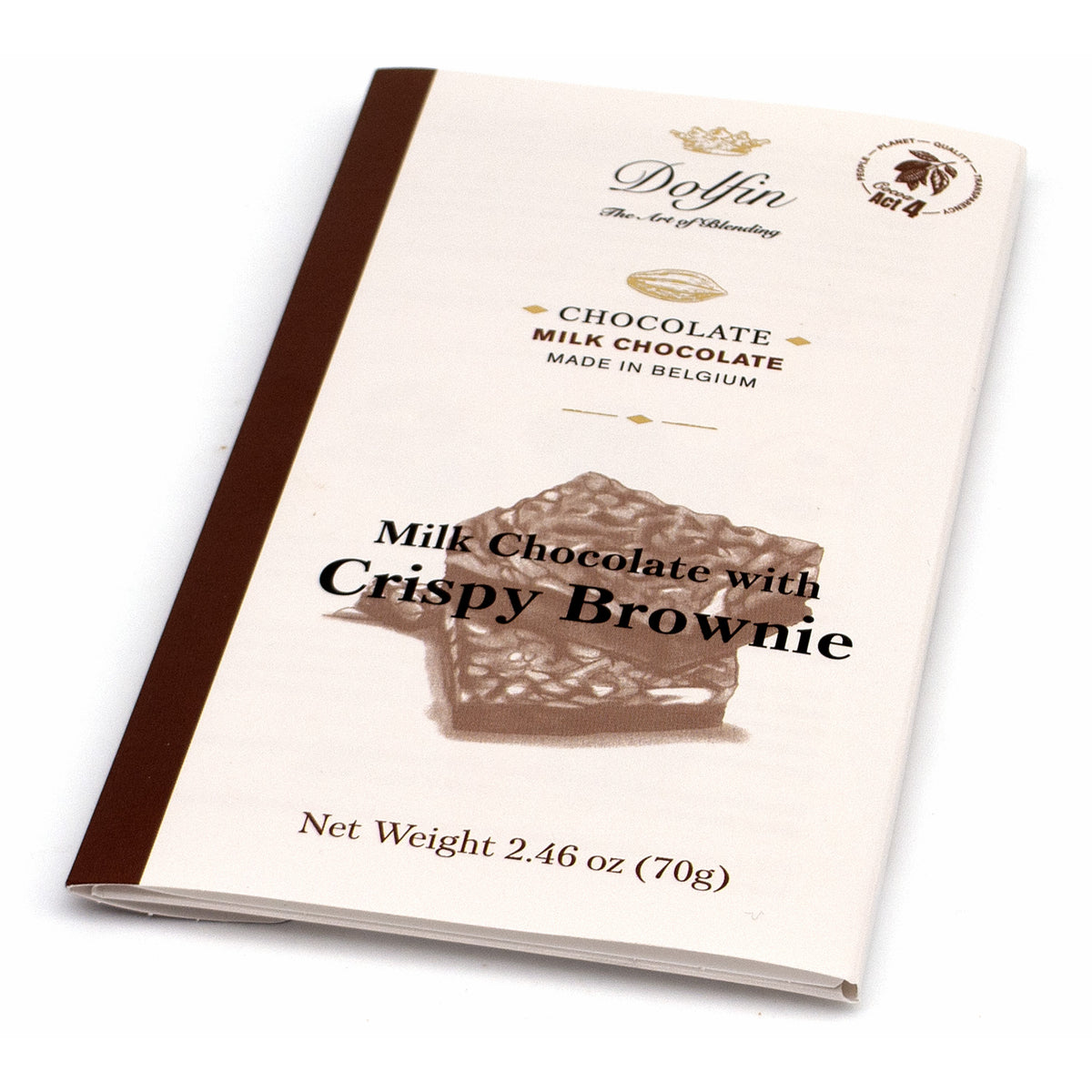 Dolfin 37% Milk Chocolate with Crispy Brownie Bar - 70g