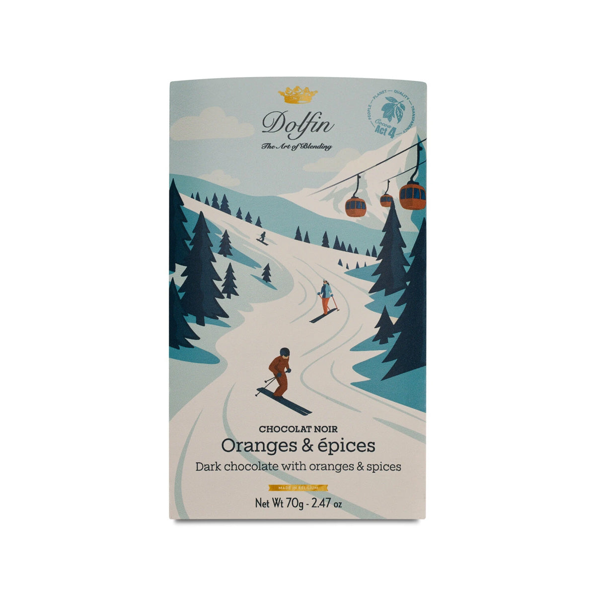 Dolfin 60% Dark Chocolate with Orange, Ginger and Cinnamon Bar - 70g