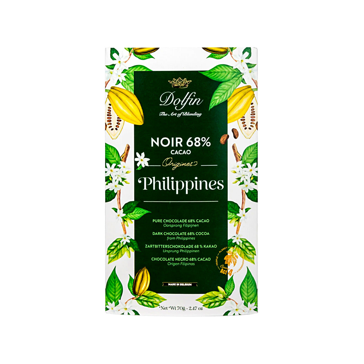 Dolfin Noir Philippines 68% Single Origin Dark Chocolate Bar - 70g