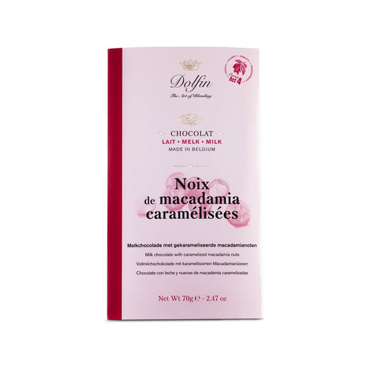 Dolfin Noix de Macadamia Caramelisees 37% Milk Chocolate & Caramel Macadamia Bar - 70g
