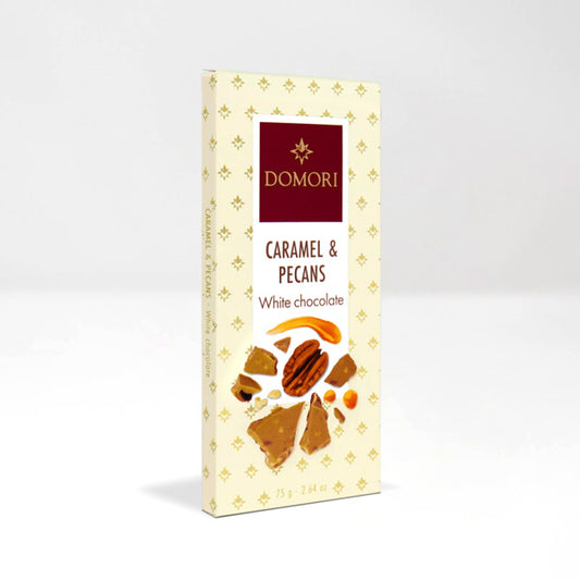 Domori Caramel & Pecans in White Chocolate Bar - 75g