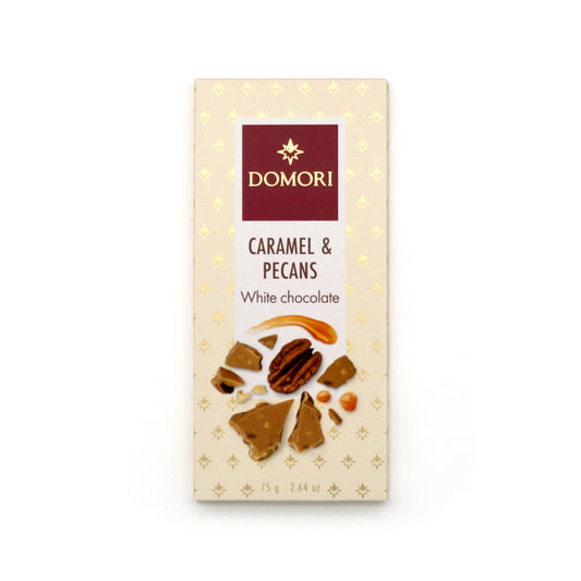 Domori Caramel & Pecans in White Chocolate Bar - 75g