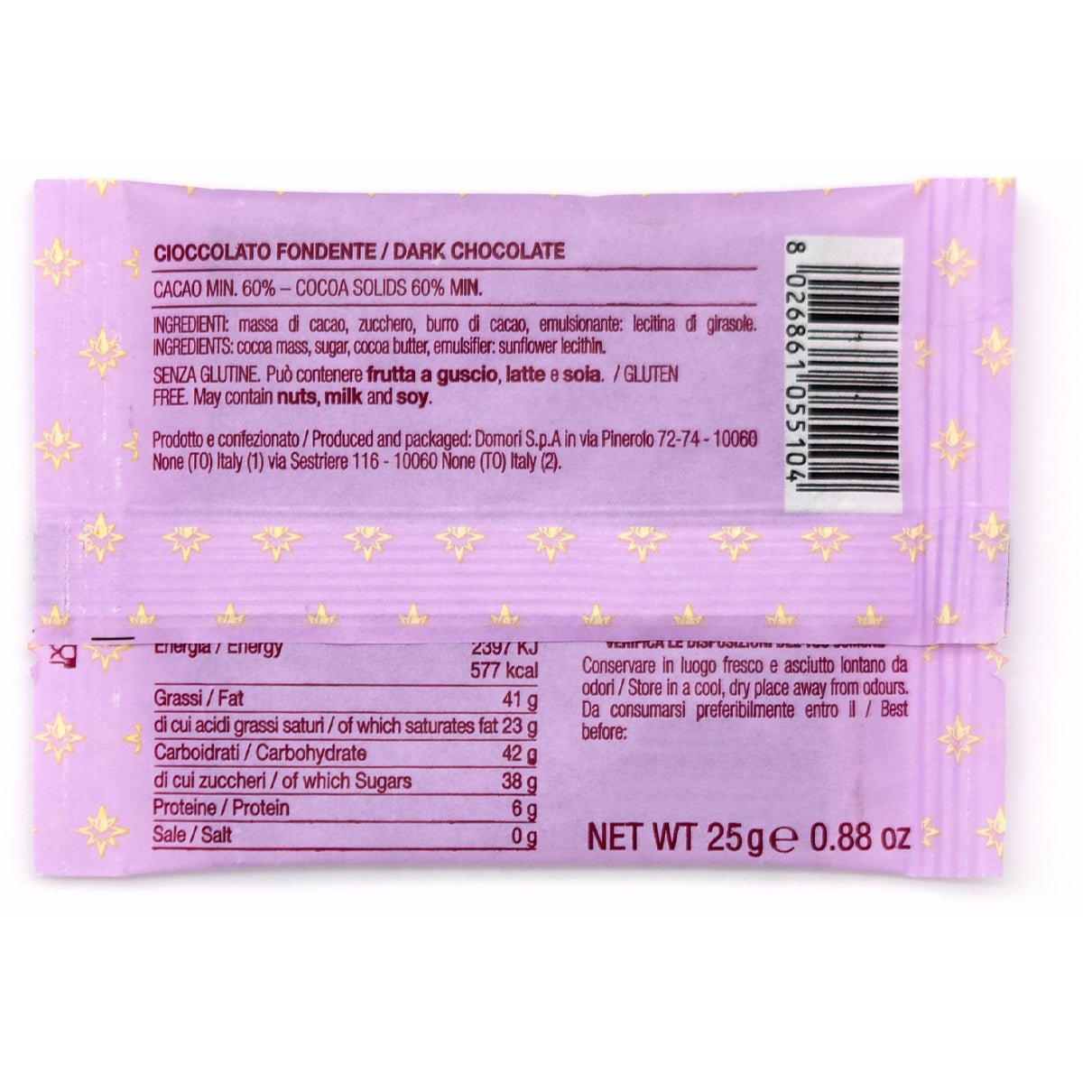 Domori Fondente 60% Dark Chocolate Mini-Bar - 25g