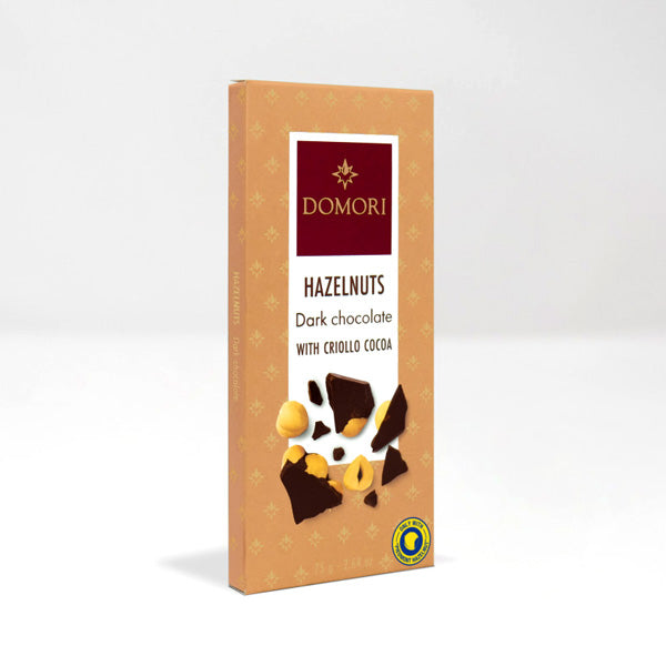 Domori Hazelnuts in Criollo 80% Dark Chocolate Bar - 75g