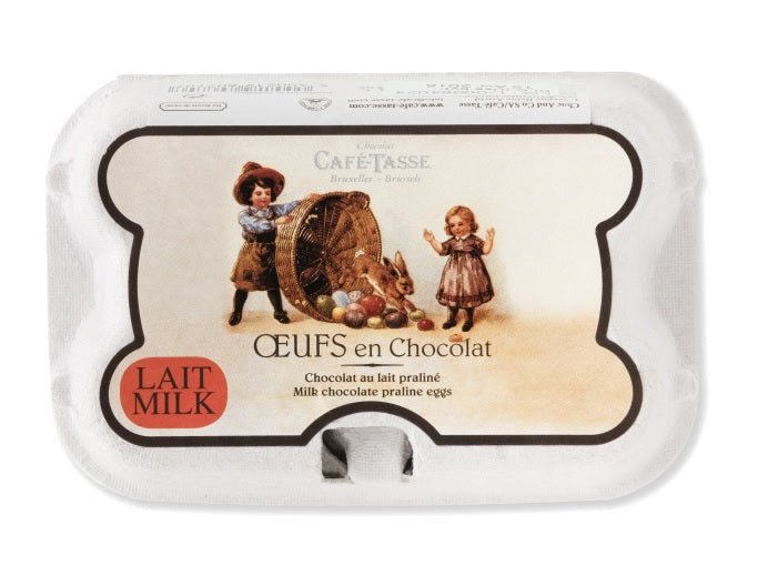 Café-Tasse Carton of Twelve 38% Milk Chocolate Hazelnut Praline Eggs - 144g