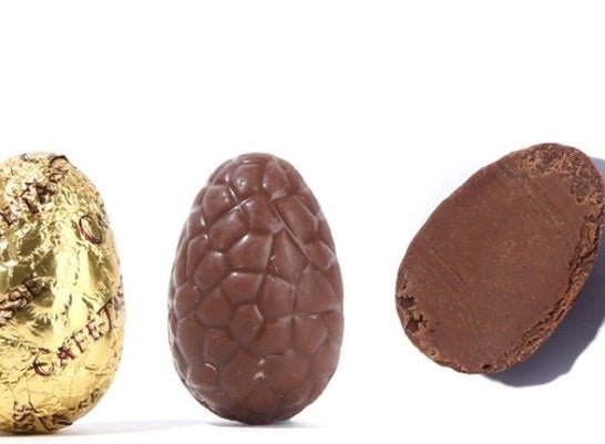 Café-Tasse Carton of Twelve 38% Milk Chocolate Hazelnut Praline Eggs - 144g
