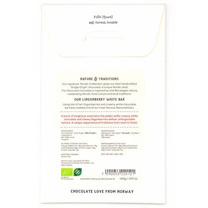 Fjak 34% White Chocolate & Lingonberry Bar - 60g