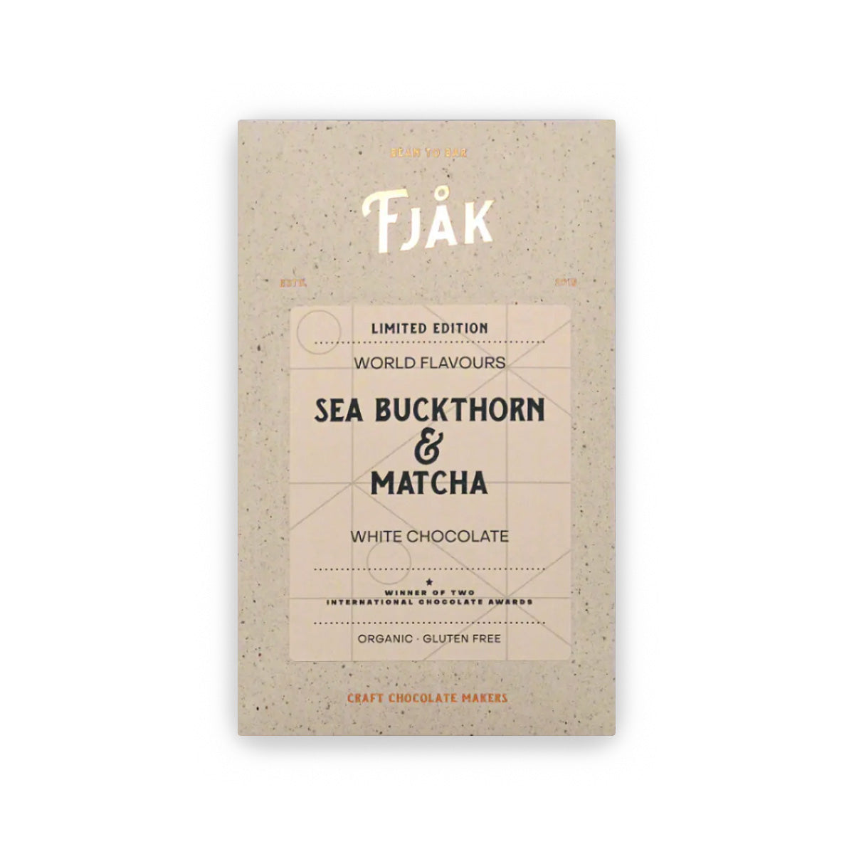 Fjak 36% White Chocolate with Sea Buckthorn & Matcha Bar - 60g