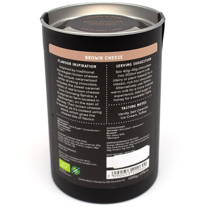 Fjak Brown Cheese 36% Single Origin White Drinking Chocolate Canister - 220g