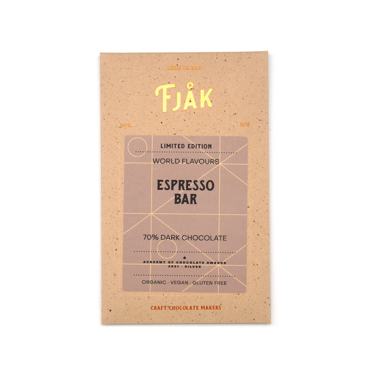 Fjak Espresso 70% Cacao Dark Chocolate & Coffee Bar - 60g