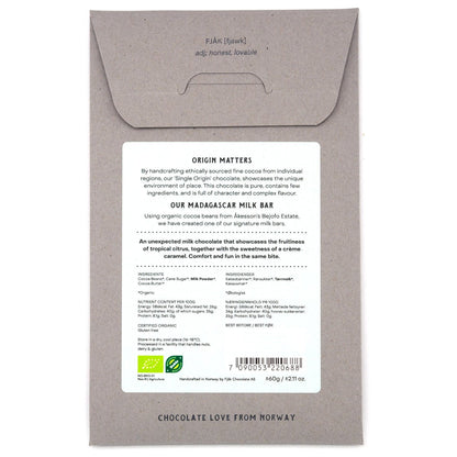 Fjak Madagascar 50% Milk Chocolate Bar - 60g