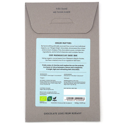 Fjak Madagascar 70% Cacao Dark Chocolate Bar - 60g