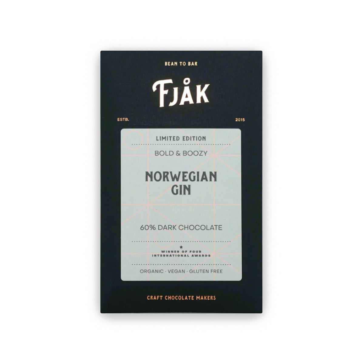 Fjak Norwegian Gin 60% Cacao Dark Chocolate Bar - 60g