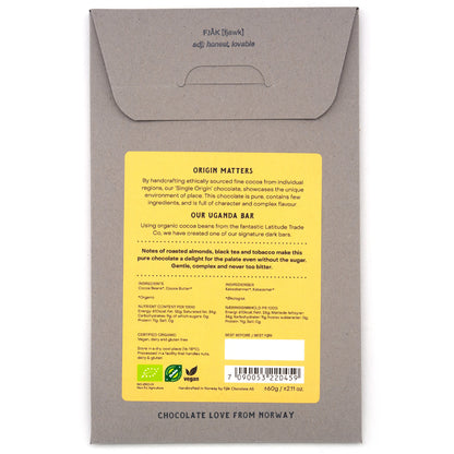 Fjak Uganda 100% Single Origin Dark Chocolate Bar - 60g