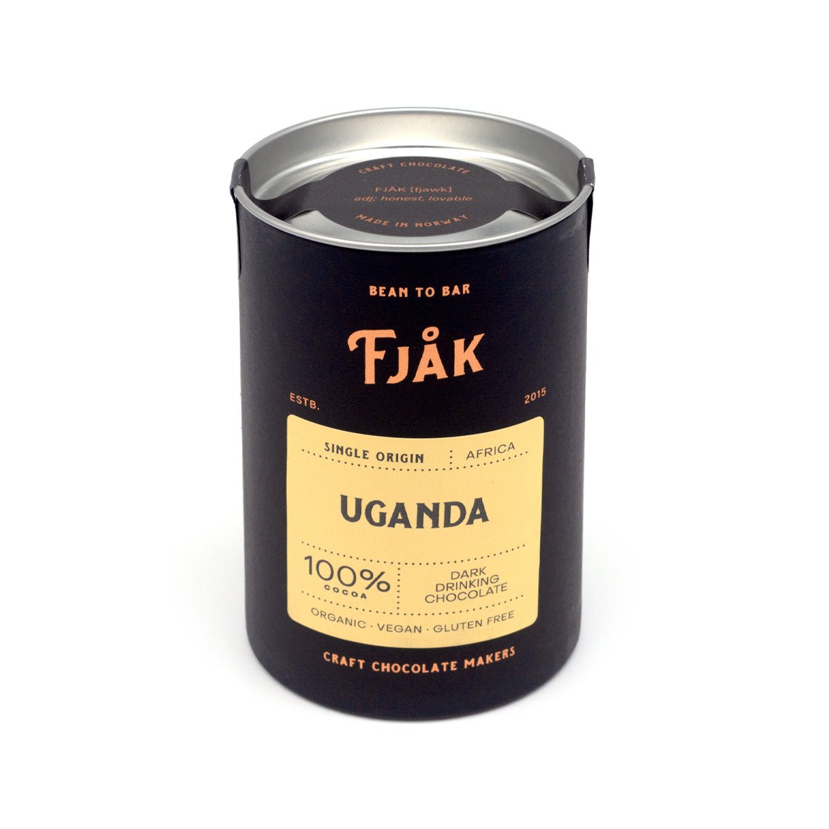 Fjak Uganda Single Origin 100% Drinking Chocolate Canister - 220g